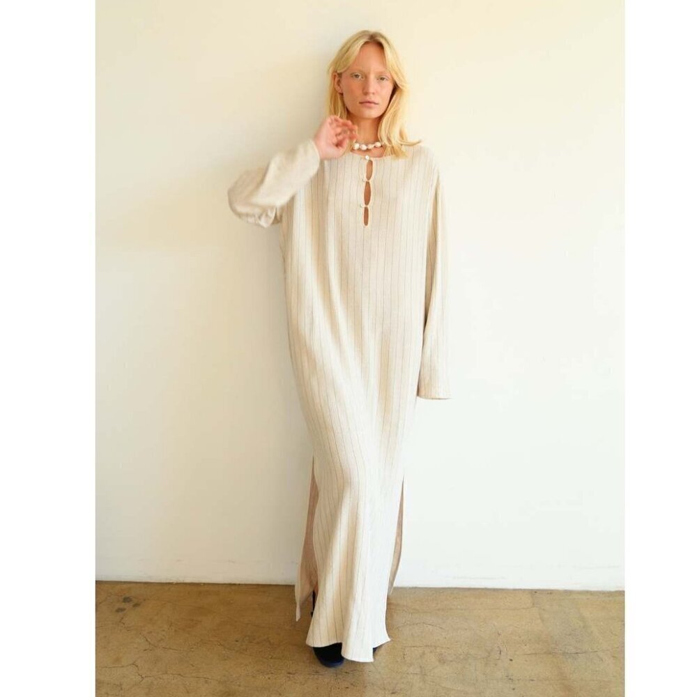 💕DONNI.💕 Pinstripe Tunic Dress ~ Linen Blend Dune Small